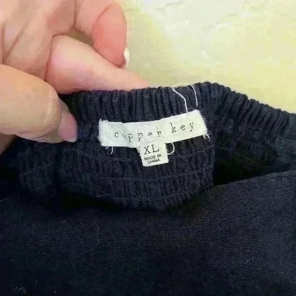 Copper Key Womens Navy Lined Sundress Buttons Spaghetti Strap Linen Blend XL - Picture 3 of 7